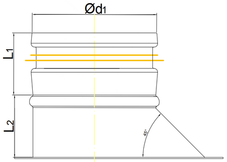 Sztucer, króciec cylindryczny z uszczelką Ø100mm